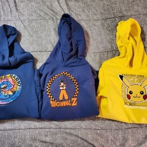 Mario, DragonBall Z, and Pikachu hoodies $15 each